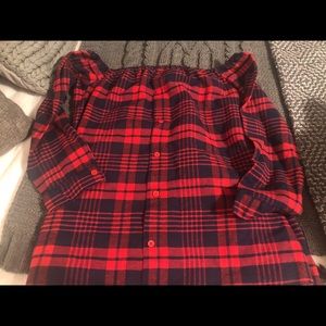 Flannel off the shoulder top